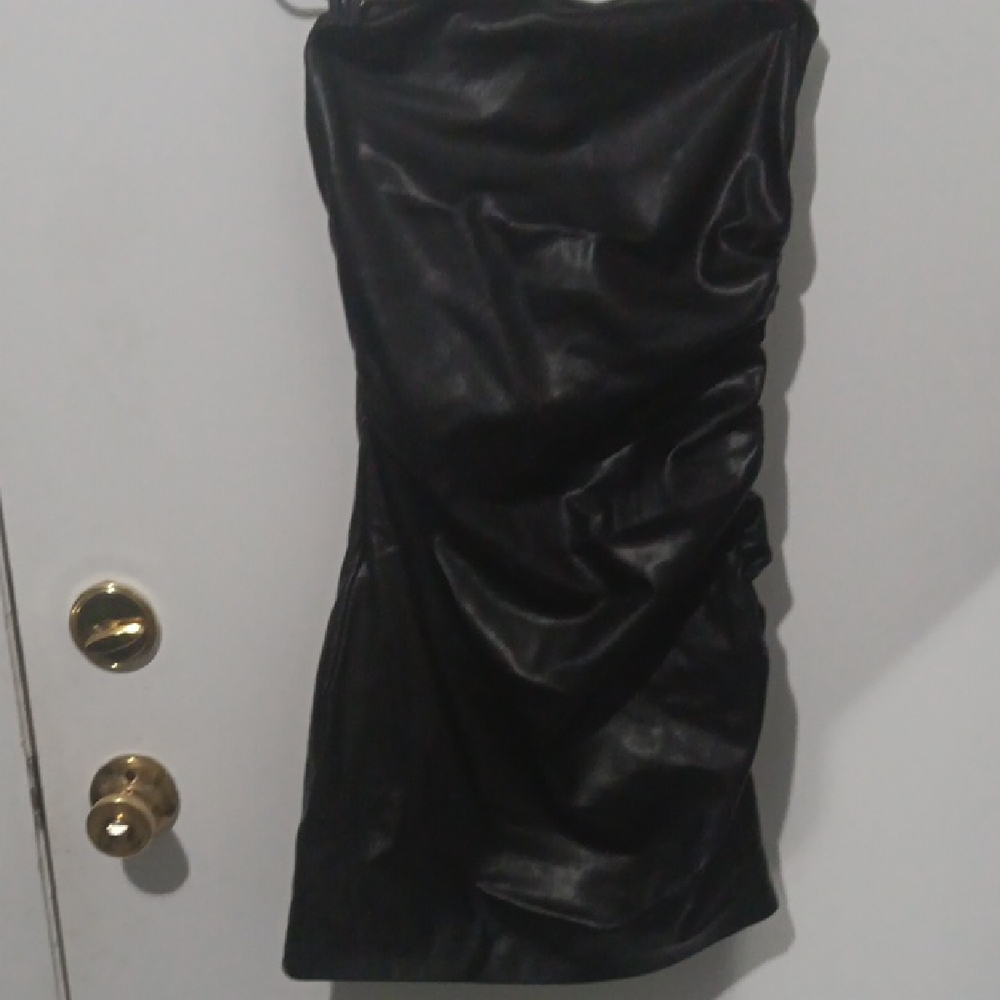 Zara Black Ruched Strapless Dress